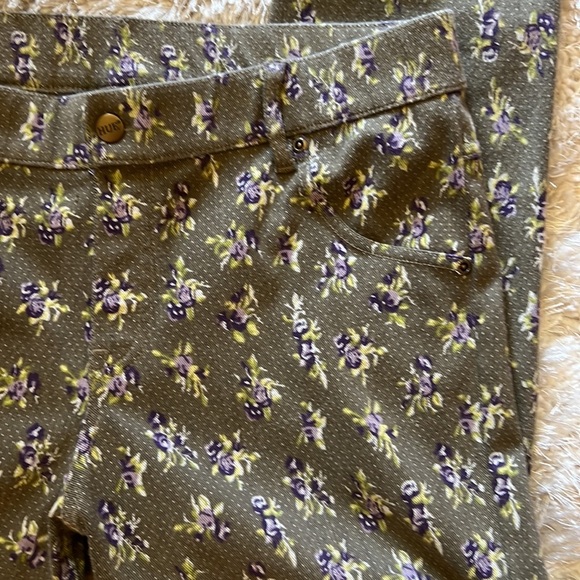 HUE olive/purple floral jeggings sz L - Picture 4 of 5